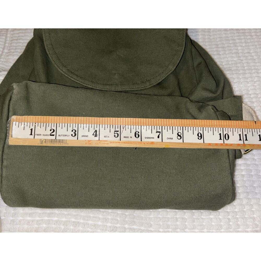 Hindbag Unisex Eliot olive green canvas Backpack bag with charm - Picture 12 of 13